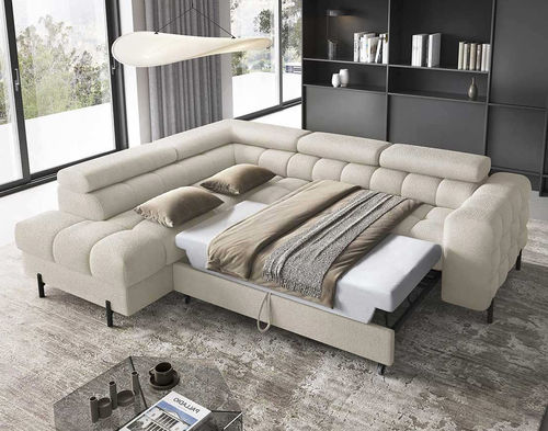 Ecksofa - ELISA: 2977BEI - Best Mobilier - Bett / modern / Stoff