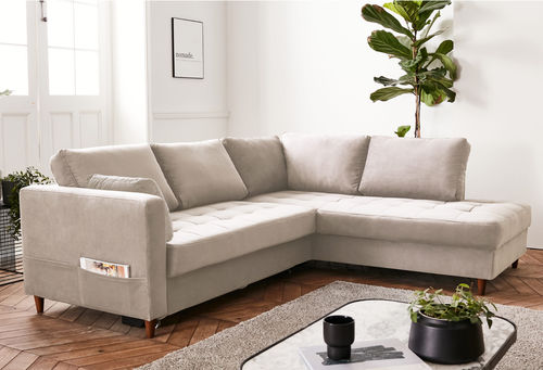 Ecksofa - ANNA: 822BEI - Best Mobilier - Bett / modern / Samt
