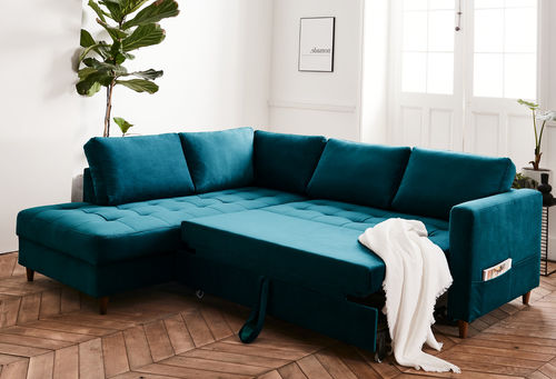 Ecksofa - ANNA: 823BC - Best Mobilier - Bett / modern / Samt