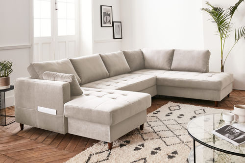 Ecksofa - ANNA: 824BEI - Best Mobilier - Bett / modern / Samt