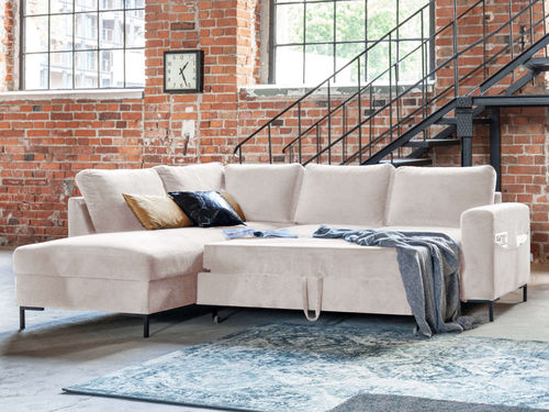 Ecksofa - LILLY : 1066BEI - Best Mobilier - Bett / modern / Samt