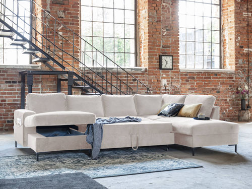 Ecksofa - LILLY : 1067BEI - Best Mobilier - Bett / halbrund / modern