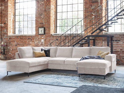 Ecksofa - LILLY : 1068BEI - Best Mobilier - Bett / modern / Samt