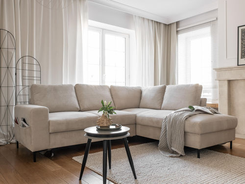 Ecksofa - LILLY : 1071BEI - Best Mobilier - Bett / modern / Samt
