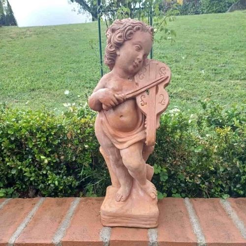 Terrakottaskulptur - Putto Musicante con Violino - cestenoli srl - für Außenbereich / handgefertigt / Garten