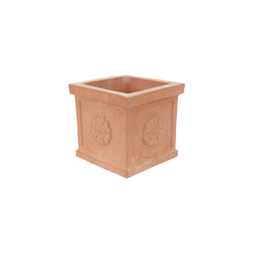 Terrakotta-Pflanzgefäß - Cubo con Rosetta  - cestenoli srl - quadratisch / für Privatgebrauch