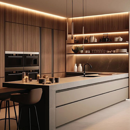 Moderne Küche - DFD-KC-10 - Dief Flooring - Holz / Stein / L-förmig