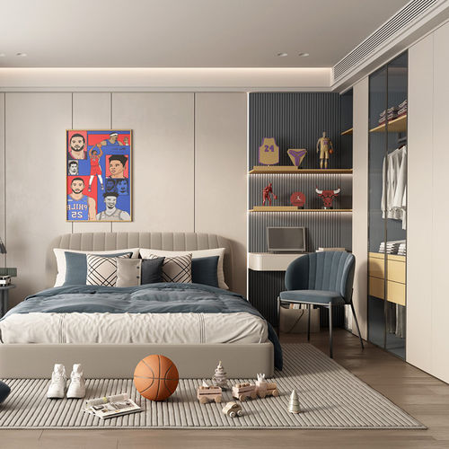 Graues Kinderzimmer - DFD-BR-05 - Dief Flooring - weiß / gelb / blau