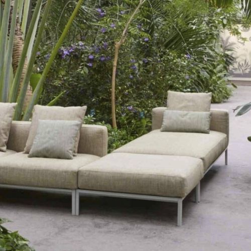 Moderne Ottomane - New Platform - WOW ITALY - Stoff / Aluminium / quadratisch