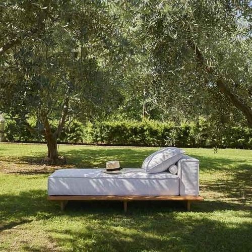 Moderne Récamiere - Geta - WOW ITALY - Stoff / Iroko / Gestell aus Holz