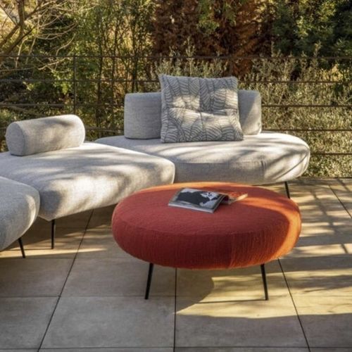 Moderne Ottomane - Gocà - WOW ITALY - Stoff / Stahl / rund