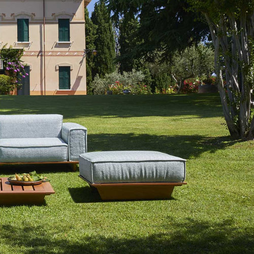 Moderne Ottomane - Geta - WOW ITALY - Stoff / Iroko / quadratisch