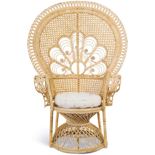 Sessel / originelles Design - 114001-NAT - BAMBO BLAU - Stoff / Rattan / Rattan