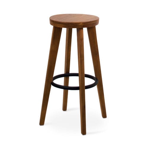 Moderner Barhocker - 940015-NAT - BAMBO BLAU - Ulme / Gestell aus Ulme / mit 4 Beinen