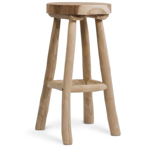 Moderner Barhocker - 933027 - BAMBO BLAU - Teakholz / Gestell aus Teakholz / mit 4 Beinen