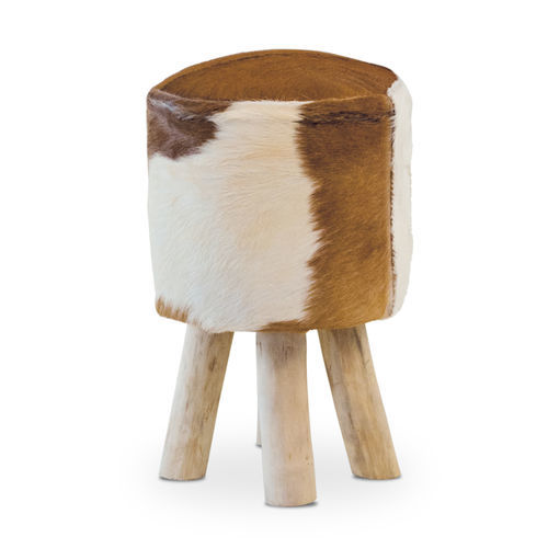 Moderner Hocker - 933025 - BAMBO BLAU - Leder / Gestell aus Holz / Polster