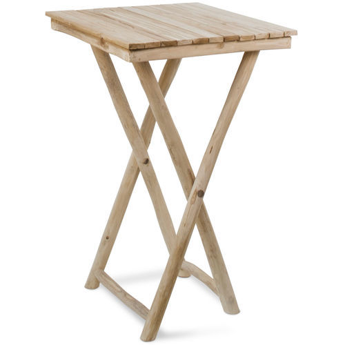 Moderner Stehtisch - 933031 - BAMBO BLAU - Teakholz / Gestell aus Teakholz / quadratisch