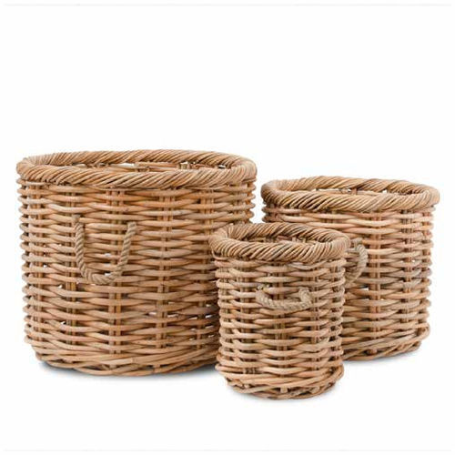 Rattan-Pflanzgefäß - 115012 - BAMBO BLAU - rund / für Privatgebrauch