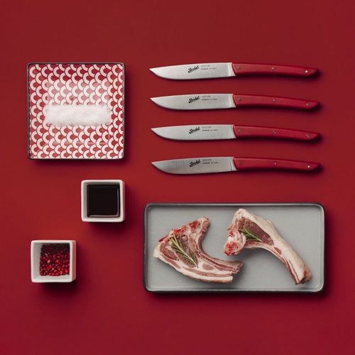 Steakmesser mit Kunststoffgriff - COLOR SET OF 4 RED - Berkel - mit Edelstahlklinge