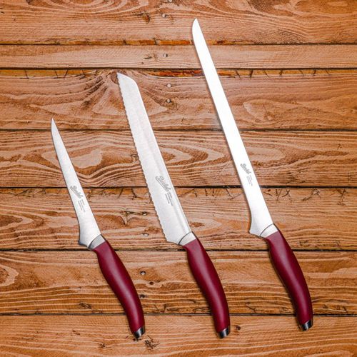 Küchenmesser mit Kunststoffgriff - TEKNICA SET OF 3 RED - Berkel - mit Edelstahlklinge