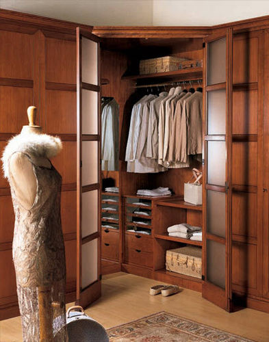 Eckkleiderschrank - DAMIER - BAMAX - klassisch / Holz / mit Schwingtür
