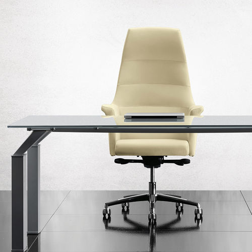 Moderner Chefsessel - HARMONIA - Gierre Sedute - Leder / Aluminium / Hochlehner