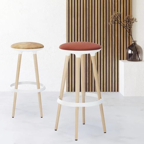 Moderner Hocker - SPIRIT - Gierre Sedute - Stoff / Gestell aus Holz / rund