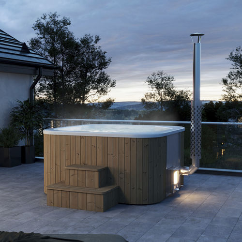 Whirlpool zum Aufstellen - Log Fire Cube - Catalina Spas - quadratisch / Sechssitzer / Fünfsitzer