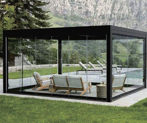 Selbsttragende Pergola - EZ Cover™ Sliding Door - Catalina Spas - Aluminium / Vorderseite aus Hartglas / mit integrierter LED-Beleuchtung