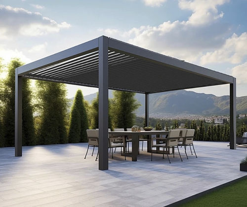 Selbsttragende Pergola - EZ Cover™ - Catalina Spas - Aluminium / mit Sonnenschutzlamellen / motorisiert