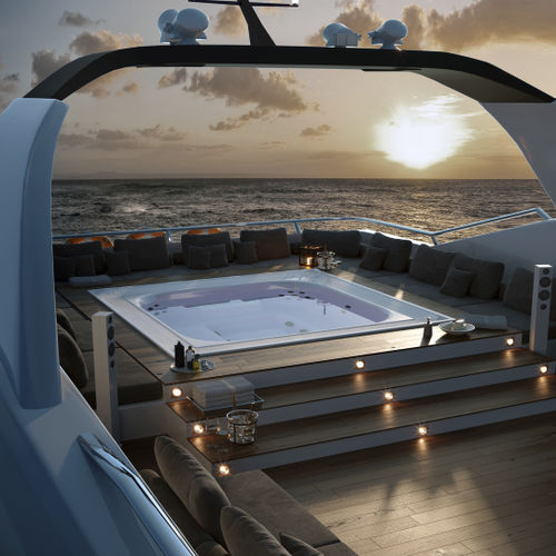 Einbau-Whirlpool - Olimpia - Catalina Spas - quadratisch / sieben Personen / Aluminium