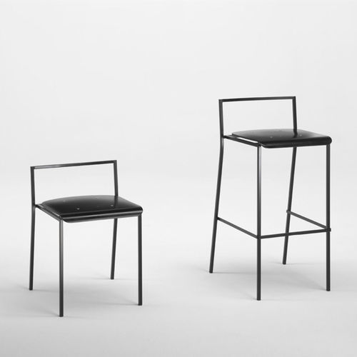 Moderner Hocker - Q15S - Emme Italia srl - Buche / Gestell aus Stahl / stapelbar