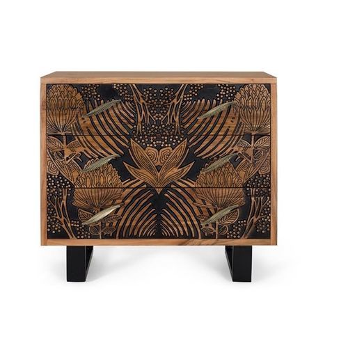 Modernes Sideboard - 1511 - Giner y Colomer - Stahl / Akazie / Massivholz