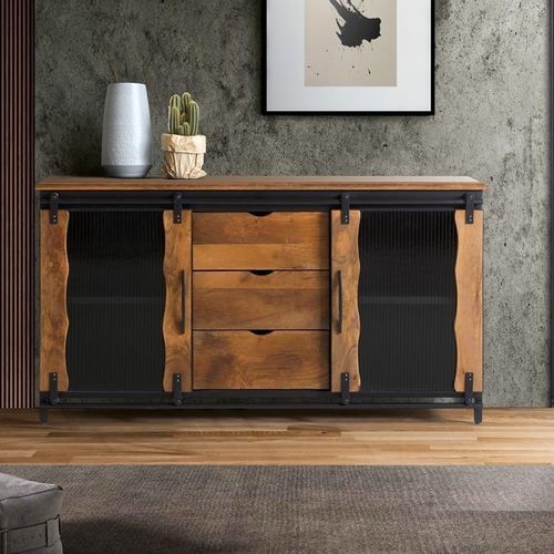 Industriestil-Sideboard - 1426 - Giner y Colomer - Metall / Holz / mit Schubladen