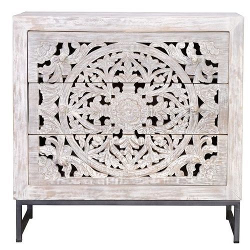 Moderne Kommode - 6896 - Giner y Colomer - Metall / geschnitztes Holz / 3 Schubladen