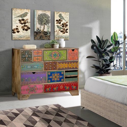 Ethno-Kommode - 6797 - Giner y Colomer - Holz / 12 Schubladen / mehrfarbig