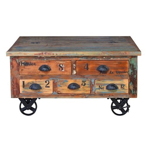 Moderner Couchtisch - 6300 - Giner y Colomer - Metall / aus recyceltem Holz / Gestell aus Aluminium