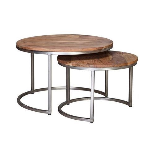 Moderner Satztisch - 6650 - Giner y Colomer - Holz / Gestell aus Metall / rund