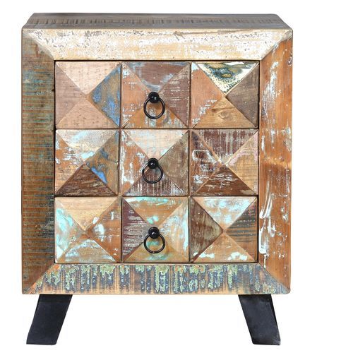 Moderner Beistelltisch - 6248 - Giner y Colomer - aus recyceltem Holz / Gestell aus Metall / rechteckig