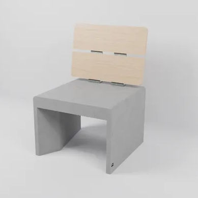 Moderne Bank für den öffentlichen Raum - INDIVIDUAL  - Sirolis - Beton / Holz / mit Rückenlehne