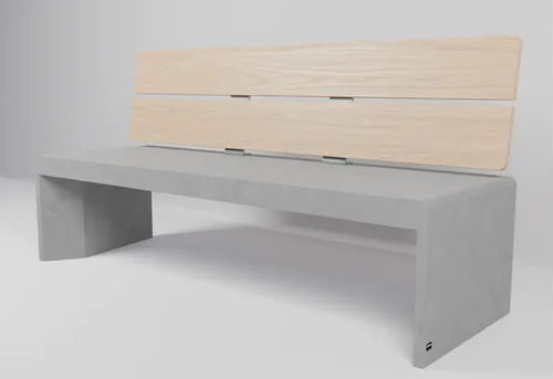 Moderne Bank für den öffentlichen Raum - COLLECTIVE - Sirolis - Beton / Holz / mit Rückenlehne