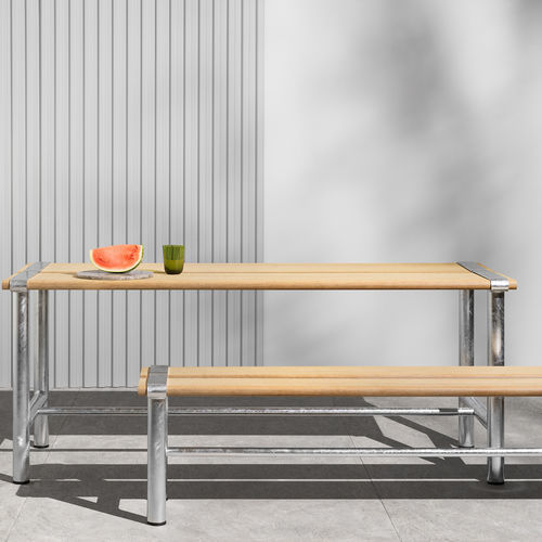 Design-Tischgarnitur - PARKER  - MIZETTO AB - Bambus / Stahl / Garten