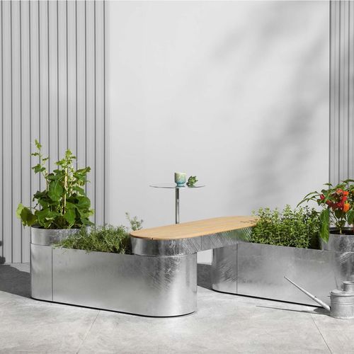 Pflanzkübel / galvanisiertem Stahl - EVERGREEN - MIZETTO AB - Bambus / oval / nachhaltig