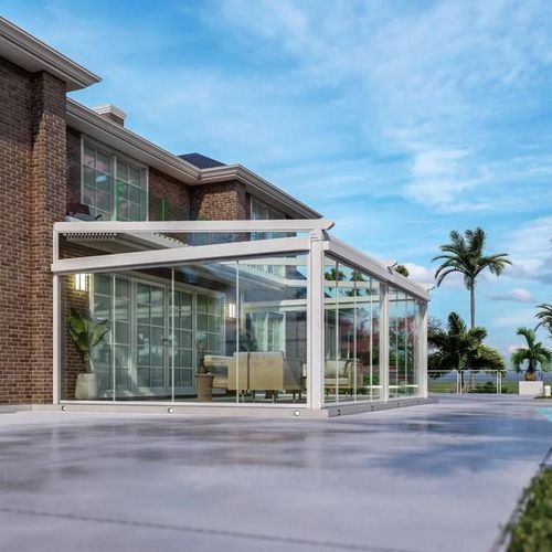 Angebaute Pergola - 9005 - Violux LTD - selbsttragend / Aluminium / Holz