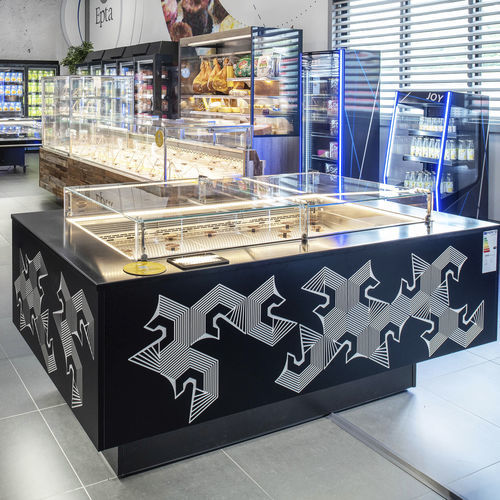 Inselkühlvitrine - UNICO PASTRY - Eurocryor - für Konditoreien / Metall / mit Tür