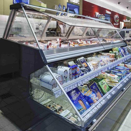 Verkaufskühlvitrine - CROSSOVER SYNCRO - Eurocryor - für Fischhandel / Metall / mit Tür