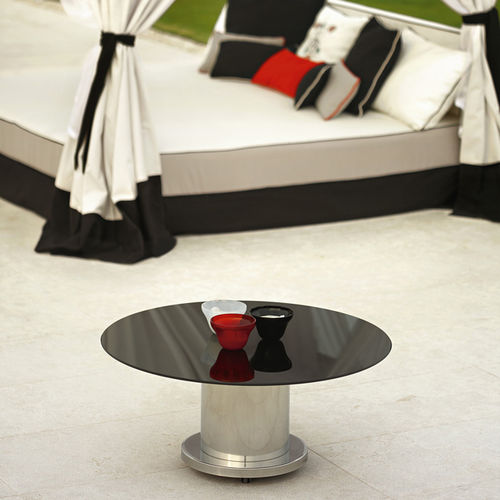 Moderner Couchtisch - OUTDOOR - BEBY ITALY SRL - Glas / mit Fußgestell