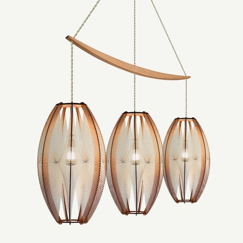 Moderner Kronleuchter - DJEMINO ARC - LAFABLIGHT - Baumwolle / Holz / Eiche