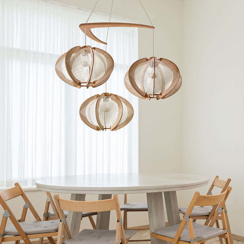 Moderner Kronleuchter - ECHINO CROISÉ - LAFABLIGHT - Baumwolle / Holz / Eiche
