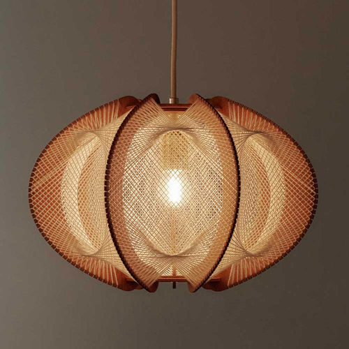 Hängelampe - ECHINO TWIST CROISÉ - LAFABLIGHT - Baumwolle / Eiche / Holz
